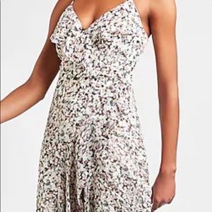 Express Printed Ruffle Wrap Front Maxi Dress